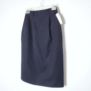 Vintage Dana Brooke Pure Wool Sateen, Black Label Sz 4 Pocket Pleat Career Skirt